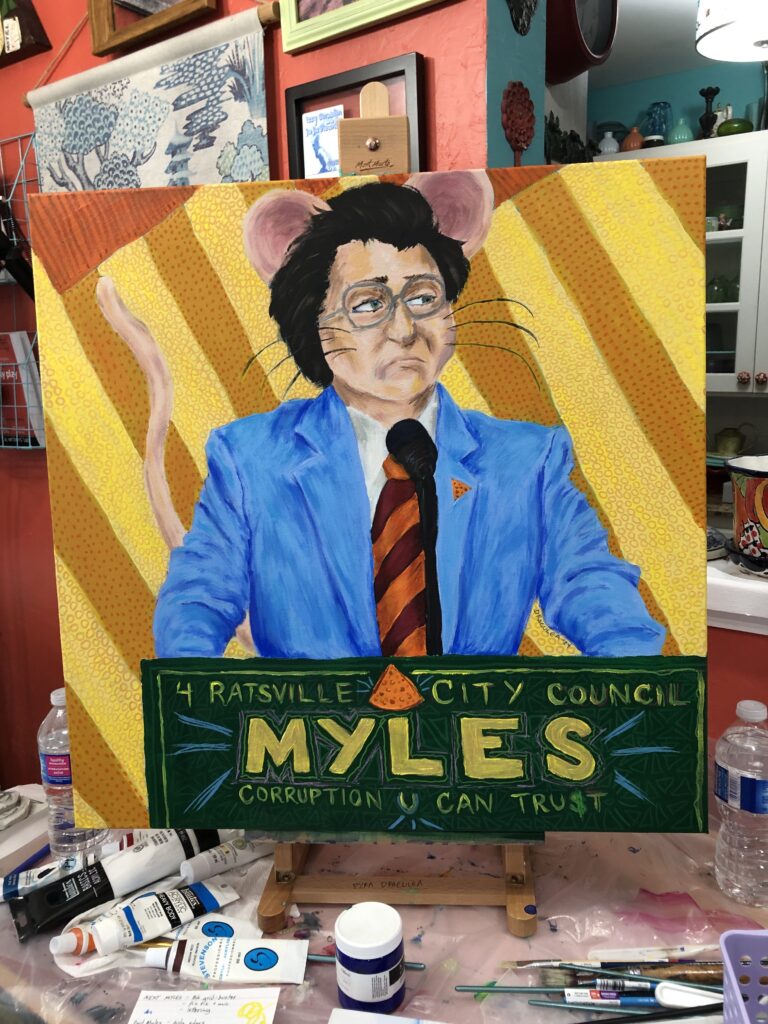 acrylic painting of Myles Maarav by Pyra Draculea